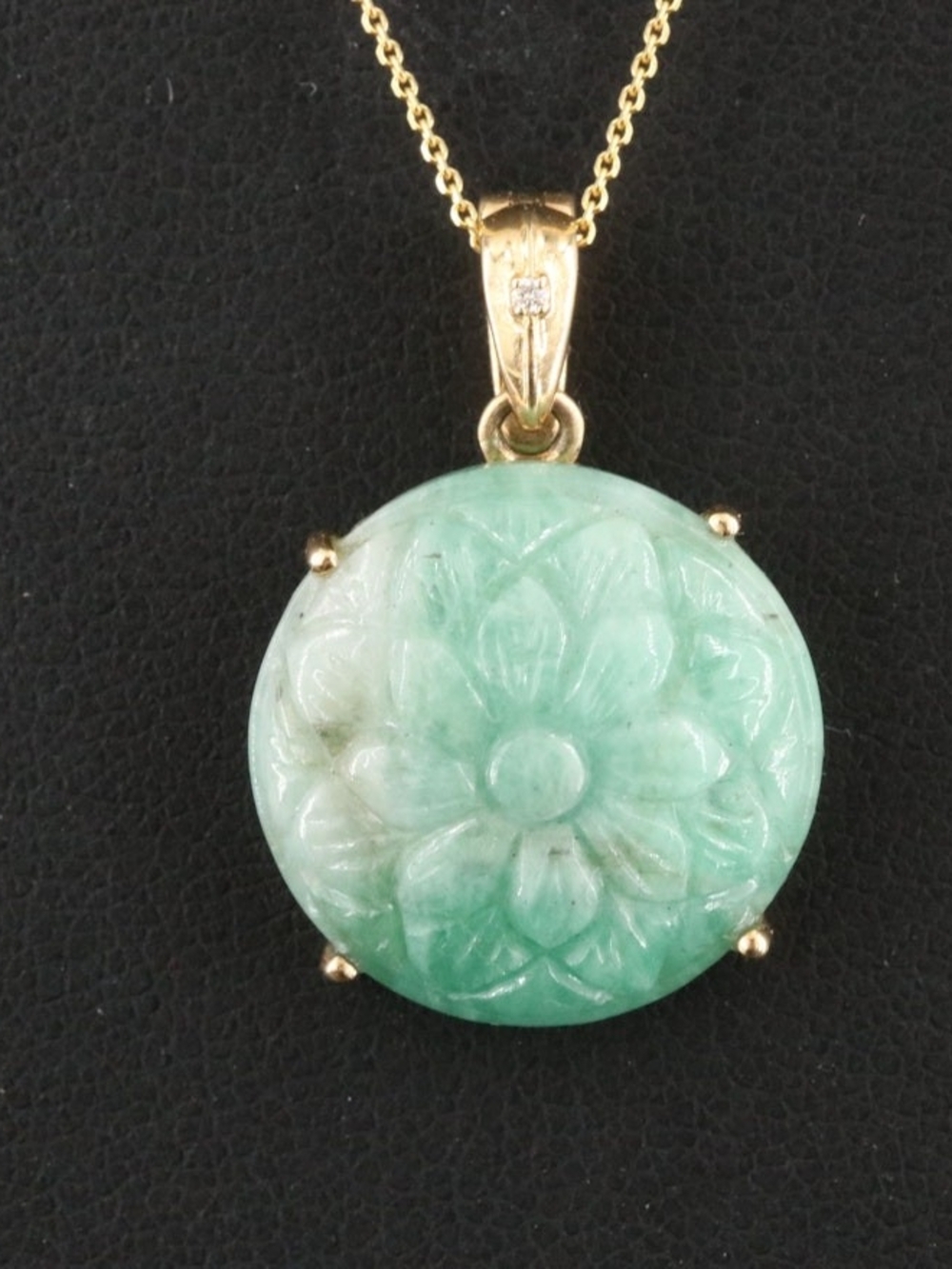 Chromia 18K 13.12 CT Carved Emerald and Diamond Enhancer Pendant Necklace